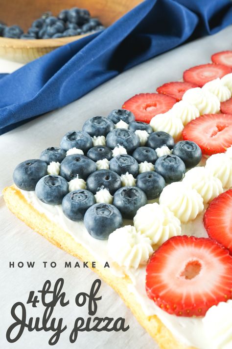 This Fourth of July Pizza recipe is incredibly simple and will be a lovely addition to your Independence Day celebrations. Easy fruit pizza recipe made with fresh fruit! A simple patriotic desser! Patriotic Fruit Pizza, Easy Fruit Pizza, Fruit Pizza Recipe, Patriotic Food, Easy Holidays Crafts, Homemade Salads, Fruit Pizza, Allergy Friendly Recipes, Pizza Recipe