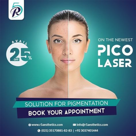 Avail 25% off on the newest Pico Laser for Pigmentation. Please Call for Appointments: Mobile/Whatsapp: +923037401444 Phone: (021)35170881-3 Monday to Saturday 10am to 6pm #picolaser #picolaserremoval #pigmentationsolution #pigmentationremoval #cosmeticclinic #tattooremova #facialrejuvenationl #r5aesthetics Teal Makeup, Pico Laser, Laser Removal, Beauty Content, Cosmetic Clinic, Cosmetic Design, Book Your Appointment, Beauty