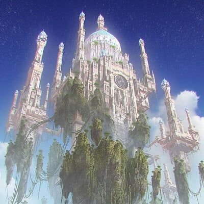 ArtStation - silentfield Sky Palace, Floating Islands, Floating City, Dnd Maps, Landscape Concept, Castle In The Sky, Writing Art, Fantasy Castle, Fantasy Places