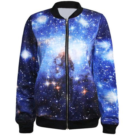 Blue Pretty Womens Crew Neck Galaxy Printed Jacket ($34) ❤ liked on Polyvore featuring outerwear, jackets, tops, blue, galaxy print jacket, galaxy jacket and blue jackets Galaxy Sweatshirt, Blue Galaxy, Printed Jacket, Galaxy Print, Hoodie Coat, Sports Hoodies, Cute Sweatshirts, Women Wholesale, Cool Hoodies