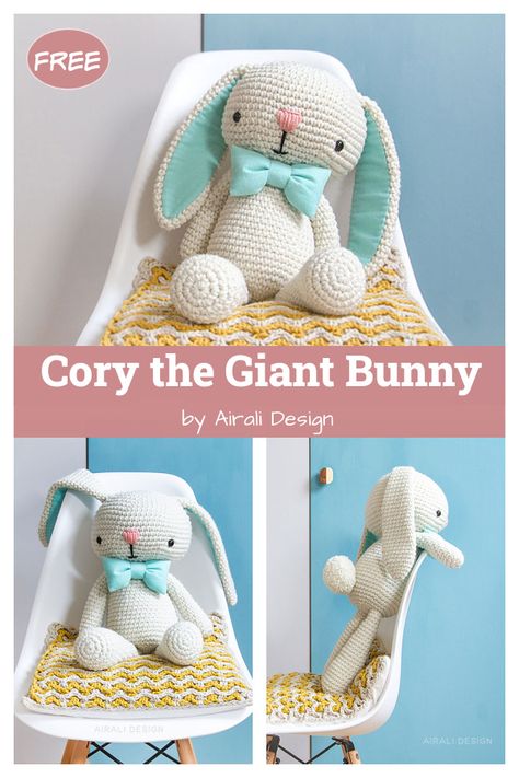 Cory the Giant Bunny Free Crochet Pattern Girls Frocks Design, Bunny Free Crochet Pattern, Crochet Baby Girls, Girls Frocks, Giant Bunny, Large Rabbits, Frocks Design, Elegant Crochet