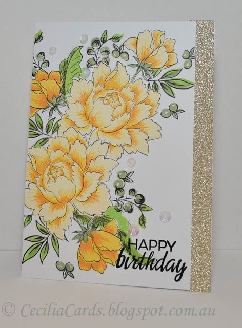 Peony Bouquet Love 2 | Cecilia's Cards | Bloglovin’ Flowers Bouquet Peonies, Peonies Birthday, Altenew Cards, Best Flowers, Peony Bouquet, Peonies Bouquet, Flower Stamp, Pretty Cards, Card Layout