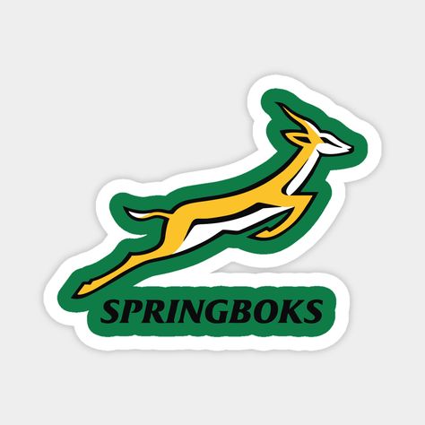 The South Africa national rugby union team, commonly known as the Springboks or colloquially the Boks, is governed by the South African Rugby Union. The Springboks play in green and gold jerseys with white shorts, and their emblem is the native antelope springbok. Three-time Rugby World Cup Champions, and four-time Tr-Nations Champions -- Choose from our vast selection of magnets to match with your desired size to make the perfect custom magnet. Pick your favorite: Movies, TV Shows, Art, and so Springbok Jersey, Springboks Rugby South Africa, Springboks Rugby, Rugby Party, Rugby Birthday, South African Rugby, Rugby Logo, Springbok Rugby, South African Flag