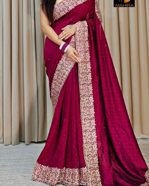 Most trending sarees on Instagram Dm order to whatsup 8309874411 @hansicollections inbox folder Beautiful premium quality soft Georgette sarees with all over beads work along with embroidery cut work border Blouse same as in pic *Beware of Replicas* #hansicolletions #banarasisaree #organzaasaree #kuppadam #uppadasarees #uppadasilk #uppadatissuesarees #weddinginspiration #bridelwear #festivalfashion #ganeshfestival #treditionallook #desingerwearinspiration #sareesofinstagram #sareeblo... Saree For Function, Latest Saree Trends, Latest Silk Sarees, Amazing Embroidery, Women Saree, Latest Saree, Party Sarees, Saree For Women, Party Wear Saree