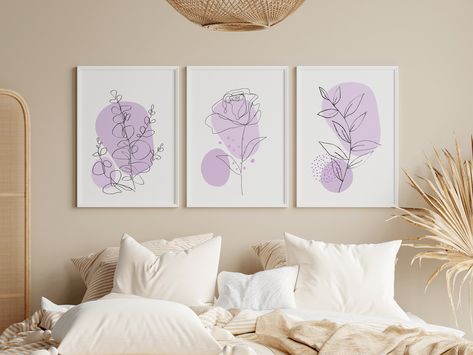 Excited to share the latest addition to my #etsy shop: Light purple floral botanical set of 3 prints/ trendy home decor/ lilac line art flowers plants design/ livingroom poster set/ bedroom print https://etsy.me/3BNK4ue #purple #housewarming #christmas #printingprintma Lilac Line Art, Light Purple Room Ideas, Purple Bedroom Aesthetic, Light Purple Room, Lavender Bedroom Decor, Purple Dorm Rooms, Purple Dorm, Lilac Room, Purple Room Aesthetic