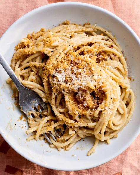 Caesar Spaghetti Recipe (with Toasted Breadcrumbs) | Kitchn Popular Pasta Recipes, Recipe Hacks, Classic Salad, Dish Ideas, Spaghetti Recipe, Roasted Broccoli, Pasta Noodles, Creamy Pasta, Italian Cooking