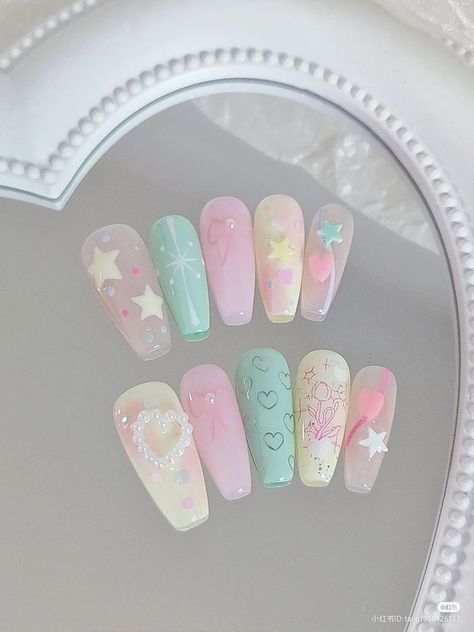 Rave Nails, Fake Nails Designs, Art Deco Nails, Asian Nails, Cute Nail Art Designs, Grunge Nails, Blush Nails, Pretty Gel Nails, Really Cute Nails