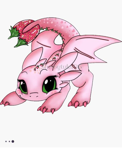 Sticker, strawberry, toothless, kawaii, kawaii toothless, cute, adorable, pink, Redbubble Kawaii Toothless, Toothless Cute, Toothless Sticker, Kawaii Strawberry, Dragon Heart, Light Fury, Toothless, Heart Design, Strawberries