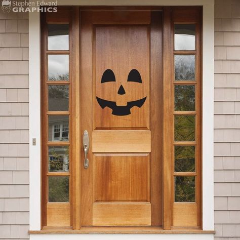 The Jack-o-lantern Door Decal is a fun addition to your door or wall for Halloween. It's available in the color of your choice. See the color chart for your options. Type the color name into the appropriate box. The photographs are for a reference be sure to use the measurements when ordering. Sizes Available: 10" wide by 9" high 14" wide by 12.7" high 18" wide by 16.3" high 22" wide by 20" high 25" wide by 22.7" high Thank you for choosing Stephen Edward Graphics! All images and designs are Hallowen Crafts, Porta Halloween, Halloween Infantil, Halloween Stencils, Scary Face, Halloween Decals, Casa Halloween, Halloween Fest, Jack O Lantern Faces