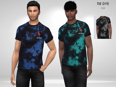 The Sims Resource - Tie Dye Top Sims 4 Tie Dye, Pregnancy Tattoo, Fishnet Outfit, Sims Clothes, Embellished Clothing, Male Clothing, Best Sims, Best Mods, Sims 4 Clothing