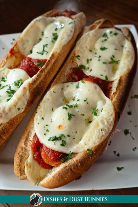 Homemade Meatball Sub Sandwiches - Dishes & Dust Bunnies Meatball Sub Sandwiches, Juicy Meatballs, Meatball Sub, Best Meatballs, Dust Bunnies, Meatball Subs, Sub Sandwiches, Homemade Meatballs, Burgers Sandwiches