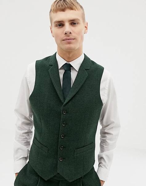 Men's Suits | Men's Designer & Tailored Suits | ASOS Mens Green Vest, Groom Vest, Mens Dress Vests, Mens Black Vest, Poncho Outfit, Wedding Waistcoats, Quilted Shirt, Herren Style, Suit Pin