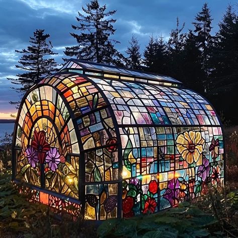 Stained glass greenhouses✨️🌱 Which one is your favorite? 1,2,3,4,5 or 6? #movies #howwedwell #gardendecor#myhomevibe #decorcrushing #outdoordecor #interiorlover #homedecor#instainterior #interior444 #myhyggehome#interiorideas #interior123 #elledecor #outdoor #decor #decora #greenhouse#gardenparty #gardens #interior1 23#greenhouses #interior4you #bohemiandecor #homeinspiration #interiorwarrior #cozyhome #interior4inspo #outdoorliving #interior444 Glass Green House, Victorian Conservatory, Glass Greenhouse, Cafe Interior Design, Greenhouses, Interior Trend, Cafe Design, Elle Decor, Best Interior