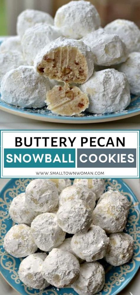 Easy Delicious Cookies, Pecan Snowballs, Pecan Snowball Cookies, Snowball Cookie Recipe, Holiday Baking List, Baking List, Russian Tea, Snowball Cookies, Delicious Cookies