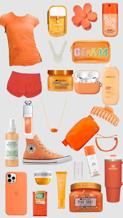 #orange Orange Products, Preppy Orange, School Backpack Essentials, Peach Sorbet, Facial Spray, Mario Badescu, Tree Hut, Boost Energy, Preppy Outfits