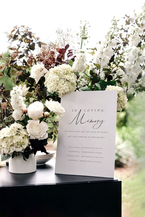 Discover a stunningly modern and elegant way to pay tribute to your loved ones on your special day - the In Loving Memory Sign Template. Perfect for weddings, funerals, or any event where you want to honor a cherished family member, this printable template allows for a personal touch that will leave a lasting impression. Tribute Table At Wedding, In Loving Memory Wedding Ideas, In Memory Table, Wedding Memorial Ideas, Wedding In Memory, In Memory Sign, Memory Table Sign, Wedding Memorial Sign, Memory Table