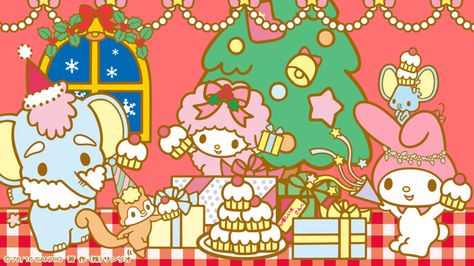 "Time for Party" picked from Melody_Mariland@twitter, by Pourpre Lin on 25/12/2016 Little Twin Stars Christmas, Cool Wallpapers For Your Phone, Sanrio Christmas, Sanrio Icons, My Sweet Piano, My Melody Wallpaper, Kitty Christmas, Cute Laptop Wallpaper, Kawaii Christmas