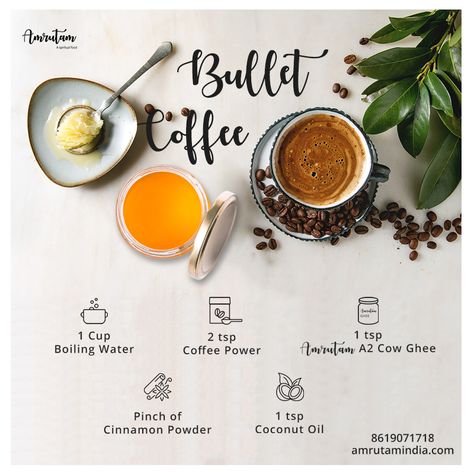 This easy to make bullet coffee with Amrutam Ghee will definitely make your day better. Ghee Coffee, Ghee Recipe, Making Ghee, Cow Ghee, Make Your Day Better, Recipes Snacks, Inflammatory Diet, Quick Recipes Snacks, Coffee Recipe