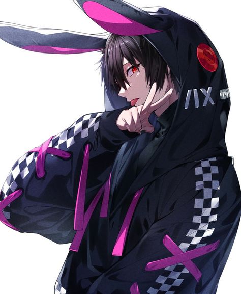 Anime Wolf Drawing, Black Hair Boy, Tomboy Art, Bunny Boy, Iron Man Art, Dark Anime Guys, Anime Shadow, Anime Artwork Wallpaper, Anime Monochrome