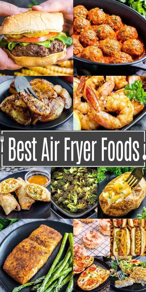 From appetizers to desserts, see how to air fry it all! This is such a great resource for learning how to use an air fryer and a tasty collection of recipes for meal planning! This guide has a variety of foods, including vegetables, meats, and frozen foods with temperature and time settings that allow you to cook your food to perfection with ease. Air Fryer Foods, Delicious Air Fryer Recipes, Best Easy Dinner Recipes, Kid Friendly Recipes, The Best Air Fryer, Best Air Fryer, Dinner Today, Best Casseroles, Frozen Foods