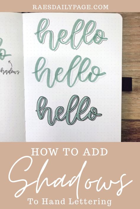 How to add shadows to calligraphy and hand lettering. Easy to follow lettering tutorial #brushlettering #calligraphy Hand Lettering Easy, Shadow Calligraphy, Shadowing Letters, Key Journal, Lettering Easy, Lettering Handwriting, Learn Hand Lettering, Fonts Handwriting, Tombow Dual Brush Pen