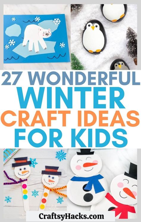 If you are looking to do more crafting with your kids this winter you need to see these amazing winter crafts for kids. With these cute kids crafts you can easily have more fun getting creative to keep busy this winter! Winter Art Crafts For Toddlers, Winter Art Projects For Kids Preschool January Crafts, Animals In Winter Preschool Crafts, Winter Animals Preschool Activities Art Projects, Winter Crafts For Kindergarten, Winter Wonderland Art For Toddlers, Ice Cream Stick Crafts, Winter Crafts For Preschoolers, Diy Winter Crafts