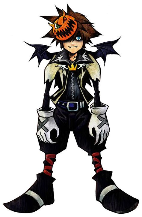 Kingdom Hearts: Sora (Halloween Town). Possibly my favorite world to explore in the games (and favorite variation on the costume/key blade). Halloween Town Characters, Kingdom Hearts Worlds, Kingdom Hearts Cosplay, Organization Xiii, Tetsuya Nomura, Nightmare Before Christmas Tattoo, Kingdom Hearts Ii, Kingdom Hearts Fanart, Sora Kingdom Hearts