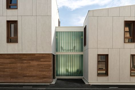 Fiber Cement Facades in Architecture: 9 Notable Examples,24 Housing Units / Zanon + Bourbon Architects. Image © Olivier Dancy Equitone Facade, Cement Cladding, Laneway House, Fibre Cement Cladding, Cement Panels, Wood Facade, Cement Board, Facade Panel, Facade Material