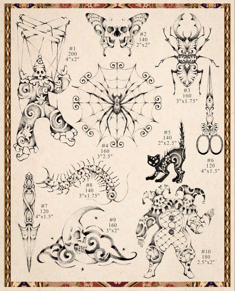 Flash Sheet Ideas, Vintage Tattoo Flash, Terrible Tattoos, Tattoos 2024, Arm Tats, Clever Tattoos, Petite Tattoos, Flash Sheet, Tattoo Flash Sheet