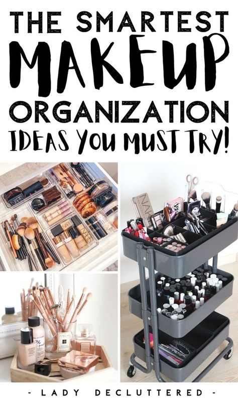 Girls Bathroom Organization, Cosmetics Organization, Makeup Organization Ideas, Small Bathroom Storage Solutions, Organize Makeup, Simple Bathroom Designs, Makeup Organization Diy, Minimalist Makeup, Makeup Organization Vanity