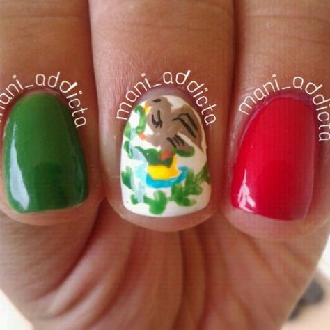 My mexico flag nails :) Mexico Flag Nails, Mexican Flag Nails, Flag Nail Art, Flag Nails, Mexican Flag, Mexican Flags, Mexico Flag, Inspired Nails, Nails Designs