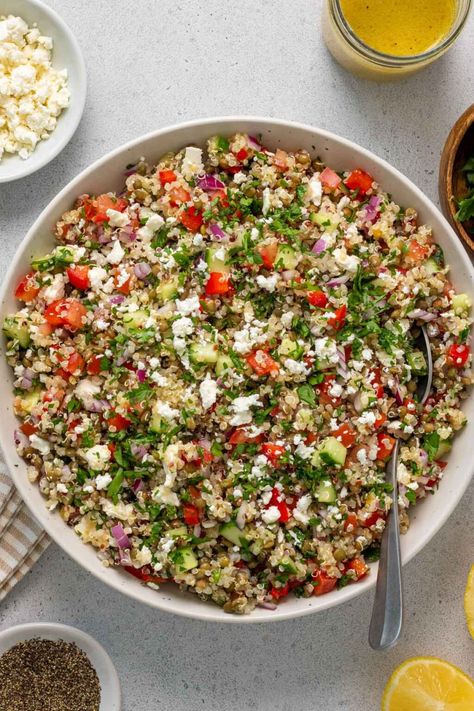 Lentil Recipes Salads, Lentil Salad Recipes Cold, Mediterranean Salads, Quinoa Snacks, Quinoa Lentil, Southwest Quinoa, Light Dinners, Lentil Salad Recipes, Lentils And Quinoa