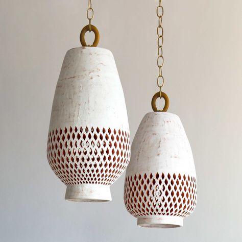 Ceramic Pendant Light, Brushed Nickel Hardware, Ceramic Pendant, Lantern Pendant, Pottery Making, Glass Pendant Light, Hand Carved Wood, Chandelier Pendant Lights, Aged Brass