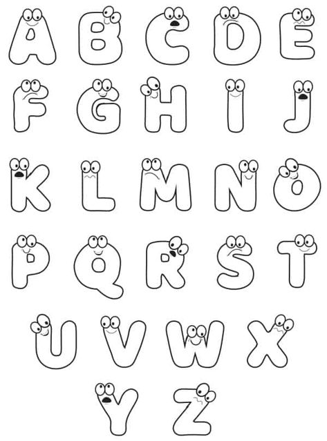 Beautiful Alphabet Letters, Color Letters Alphabet Free Printable, Alphabet Drawing For Kids, Colouring Letters Alphabet, Large Alphabet Letters Free Printable, Alphabet Journal Kindergarten, Abc Drawing, Bullet Journal Alphabet, Alphabet Colouring Pages