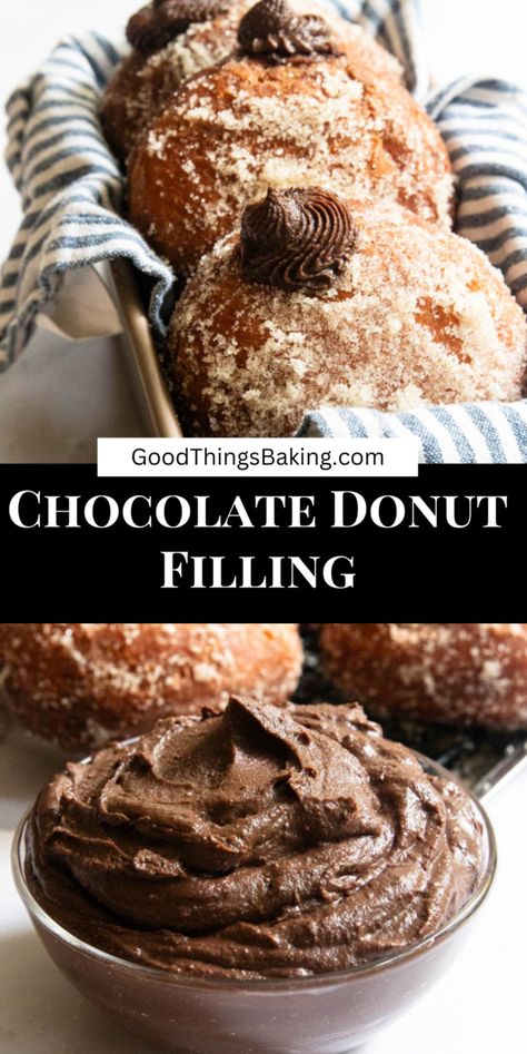 Creamy, thick, and rich, this chocolate cream donut filling is the perfect way to level up your homemade donuts. #donutrecipe #chocolaterecipe Filled Donut Recipe, Blueberry Cake Donuts, Cream Filled Donuts, Cream Donut, Donut Filling, Yeast Donuts, Pudding Flavors, Baked Donut Recipes, Pumpkin Spice Donut