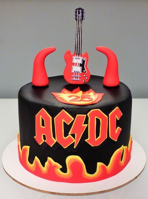 Acdc Birthday Cake, Dc Cake, 28th Birthday Cake, Gothic Cake, Rock Star Birthday, Rock Cake, Baby First Birthday Cake, Birthday Cakes For Women, Cakes For Women