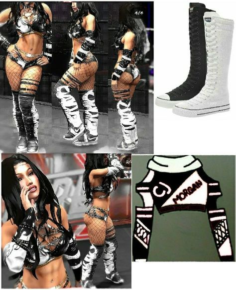 Wwe Diva Costume, Wwe Poster Ideas Diy, Wwe Inspired Outfits, Ring Gear Wrestling, Wwe Outfits Woman Ideas, Wwe Womens Outfits, Wwe Gear Ideas, Cute Wrestling Outfits, Wwe Outfits Woman