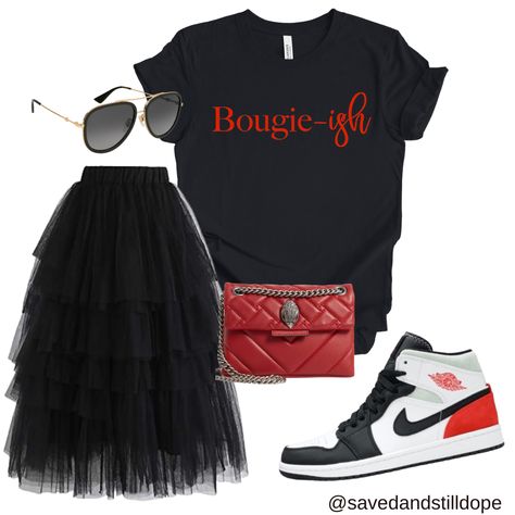 “Bougie” Tee – Saved & Still Dope Tulle Skirts Outfit, Classy Casual Outfits, Classy Casual, Cute Swag Outfits, Casual Chic Outfit, Shirt Fits, Look Vintage, Fall Fashion Outfits, Style Shirt