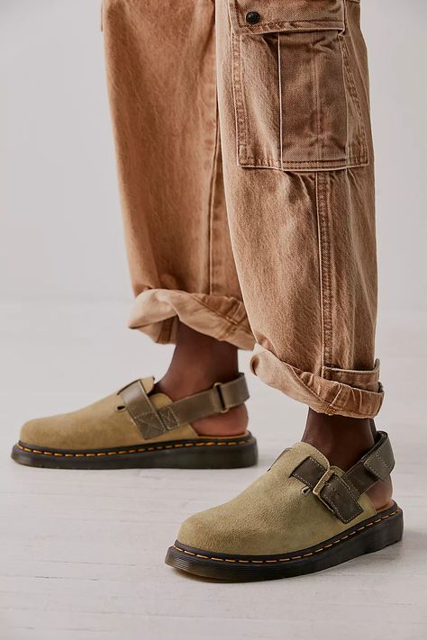 Dr. Martens Jorge II Slingbacks | Free People Dr Martens Jorge Ii, Dr Martens Jorge, Mules Outfit, Wedge Mules, Clogs And Mules, Clogs Style, Suede Mules, Platform Loafers, Slingbacks