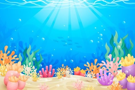 Under the sea background for video confe... | Free Vector #Freepik #freevector #background #abstract #design #sea Birthday Sea Theme, Putri Aurora, Under The Sea Backdrop, Under The Sea Images, Background For Video, Sea Backdrop, The Sea Background, Shark Background, Sea Theme Party