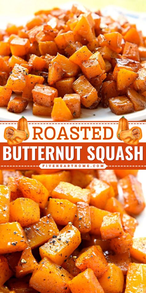 Look forward to this oven roasted butternut squash! So gorgeous with a sweet and savory taste, this butternut squash side dish is a perfect addition to your Thanksgiving dinner party. Save this Thanksgiving side dish recipe! Sauteed Butternut Squash, Butternut Squash Recipes Roasted, Butternut Squash Recipes, Roasted Squash, Thanksgiving Side, Veggie Side Dishes, Roasted Butternut Squash, Roasted Butternut, Squash Recipes