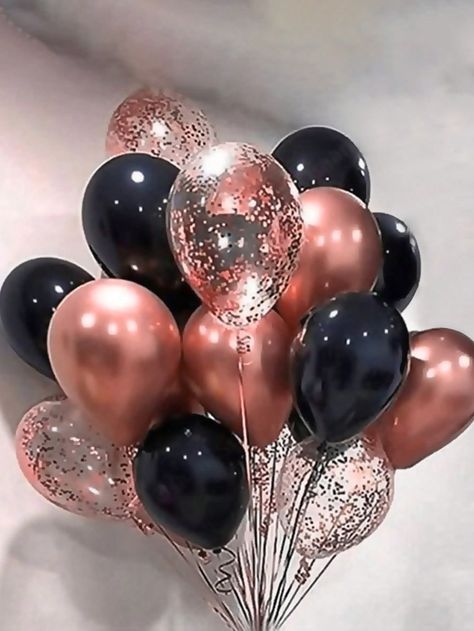 Rose Gold  Collar  Latex   Embellished   Event & Party Supplies Rose Gold And Black 40th Birthday Party, Black And Rose Gold Birthday Theme, Rose Gold And Black Decorations, Rose Gold Birthday Party Decorations Ideas, Rose Gold Decorations Birthday, Rose Gold And Black Birthday Party, Rose Gold And Black Balloons, Black And Rose Gold Party Decorations, Rose Gold And Black Wedding Theme