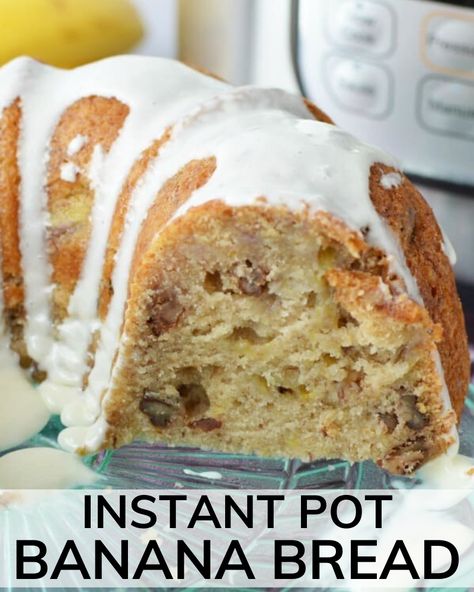 Banana Bread Recipe With Cream Cheese, Instant Pot Banana Bread, Instant Pot Cake Recipe, Super Moist Banana Bread, Easy Pressure Cooker Recipes, Pot Cakes, Banana Dessert Recipes, Breakfast Recipes Sweet, Moist Banana Bread