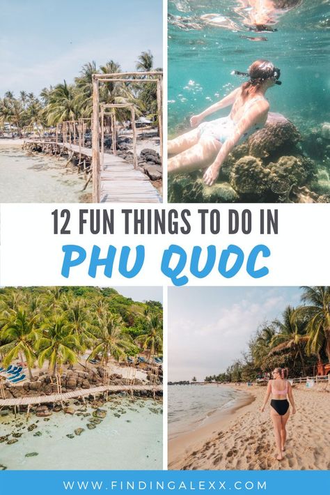 Planning a trip to Phu Quoc Island, Vietnam and want to find the best things to do in Phu Quoc? This tropical island is packed with underwater adventures, theme parks, epic resorts and loads of incredible local eateries and markets. Plan the ultimate Phu Quoc itinerary with this list of the best things to do in Phu Quoc Island. | Vietnam travel | Phu Quoc Vietnam | Phu Quoc things to do | Vietnam itinerary | Vietnam islands | overwater bungalows | cheap vietnam trips | #vietnam #vietnamtravel Phu Quoc Island, Koh Lanta Thailand, Single Travel, Vietnam Travel Guide, Travel Destinations Asia, Phu Quoc, Asia Travel Guide, Chiang Mai Thailand, Southeast Asia Travel