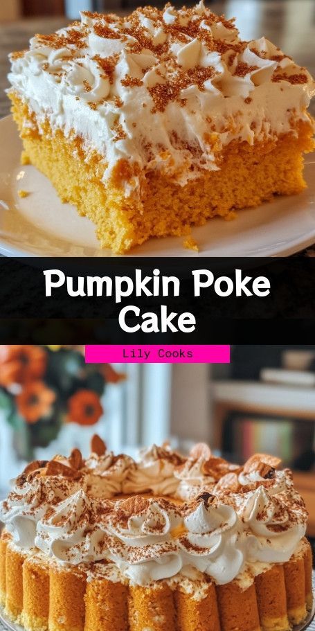 Indulgent Spiced Pumpkin Poke Cake Recipe | Perfect Fall Dessert Savor the flavors of autumn with this Spiced Pumpkin Poke Cake! Layers of creamy caramel and whipped topping create a decadent treat, while warm spices and pumpkin puree ensure every bite is packed with seasonal goodness. Easy to make, this cake is perfect for gatherings and celebrations! :fallen_leaf::sparkles: ..... Fall Poke Cake Recipes, Pumpkin Spice Poke Cake, Pumpkin Poke Cake Recipe, Spice Poke Cake, Moist Pumpkin Cake, Jamaican Rum Cake, Pumpkin Poke Cake, Poke Cake Recipe, Pumpkin Spice Cake