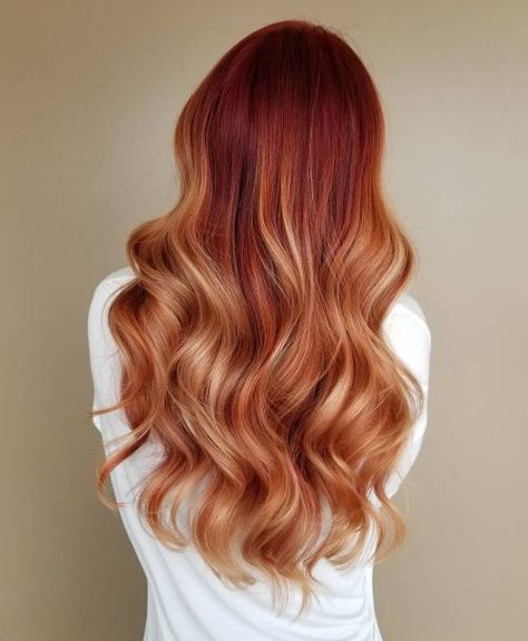 16 Stunning Bright Red Hair Colors to Get You Inspired Red And Blonde Hair, Bright Red Hair Color, Red And Blonde, Red Balayage Hair, Cheveux Oranges, Copper Balayage, Red Blonde Hair, Red Balayage, Strawberry Blonde Hair Color