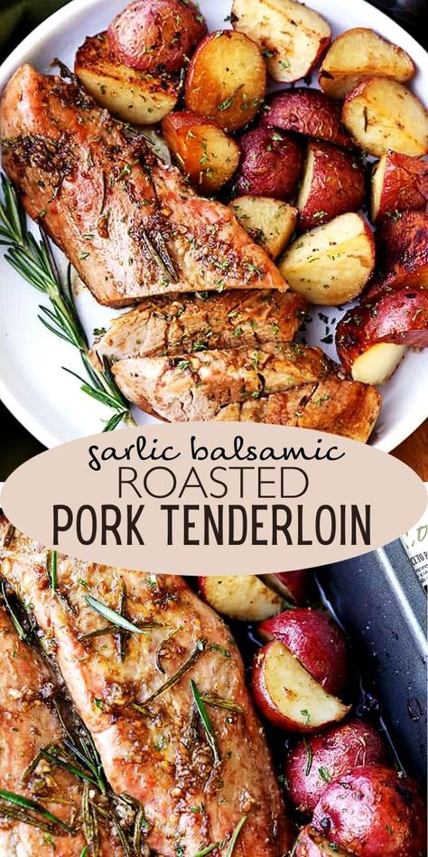 This easy pork loin recipe is big on flavor and takes hardly any effort! Garlic & Rosemary Roasted Pork Tenderloin is incredibly tender pork tenderloin rubbed with a garlic and rosemary balsamic… More Garlic Butter Herb Pork Tenderloin, Recipes For Pork Tenderloin In The Oven, Smithfield Garlic Herb Pork Tenderloin, Gluten Free Dairy Free Pork Tenderloin, Balsamic Rosemary Pork Tenderloin, Gluten Free Pork Loin Recipes, Slow Roasted Pork Tenderloin Oven, Pork Loin Marinade Recipes Ovens, Extra Lean Pork Tenderloin Recipes