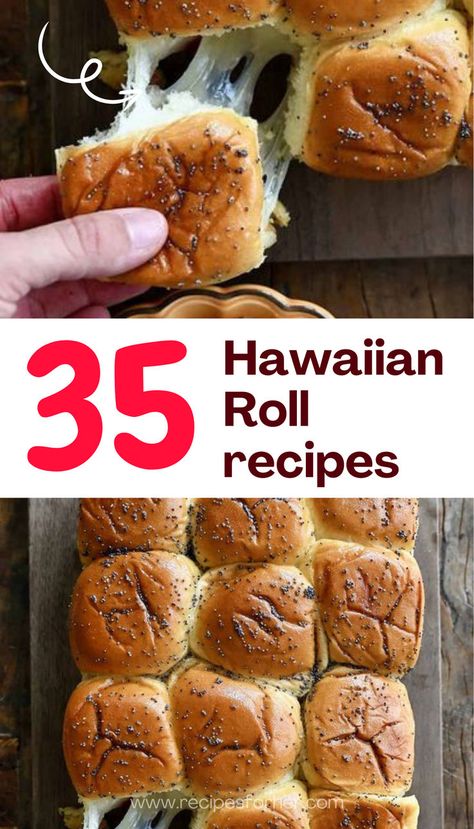 Enjoy 35 tasty recipes featuring Hawaiian Roll Ups and Cheesy Hawaiian Rolls. These versatile dishes are perfect for easy appetizers, dinner, or a creative use of leftover Hawaiian Rolls! Hawaiian Cinnamon Rolls Recipe, Easy Hawaiian Rolls Recipe, Hawaiian Dinner Party, Hawaii Meals, Hawaiian Bread Sandwiches, Dinners Air Fryer, Kings Hawaiian Sandwiches, Hawaiian Roll Recipes, Hawaiian Appetizers