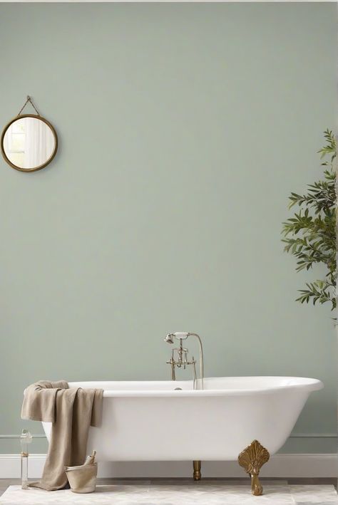 bathroom paint color,acacia haze paint,wall paint for bathroom,interior bathroom paint Acacia Haze Bathroom, Acacia Haze, Bathroom 2024, Sage Green Kitchen, Green Kitchen Cabinets, Green Cabinets, Storing Paint, Chic Bathrooms, House Color