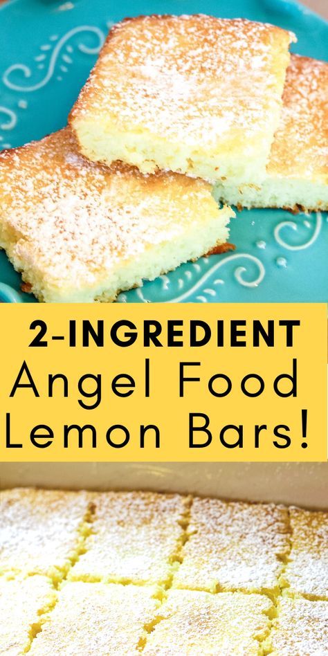 2 Ingredient Angel Food Cake Mix Recipes, Angel Food Cake Recipes Lemon, 2 Ingredient Treats, Lemon Cake Bars Recipe, Angel Food Cake And Pie Filling, Two Ingredient Cupcakes, Angel Food Lemon Pie Filling, Angel Food And Lemon Pie Filling, Lemon Angelfood Cake Dessert